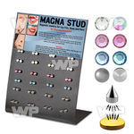 ji9k display with magnetic acrylic fake magna studs in mixed belly piercing