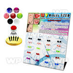 jiepy display with magnetic 3mm acrylic uv fake labret stud stu belly piercing