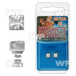 jigvs pair of silver magnetic ear studs 5mm square clear cz sto belly piercing