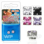 jigvsj pair of silver magnetic ear studs 5mm square color cz sto belly piercing