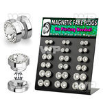 jijmaey display board 36 pcs of magnetic steel fake cheater plug ear lobe piercing