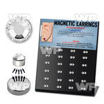 jite display with magnetic ear studs 3mm round clear crystal belly piercing