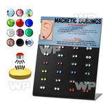 jitp board with 3mm round clear crystal magnetic ear studs belly piercing