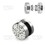 jmj6ek steel magnetic fake plup ferido glued multi crystal top belly piercing