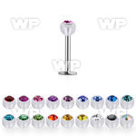 lbajb4s steel labret w a 4mm bio flex ball w bezel set crystal