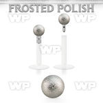 lbifo3 bbio flexible labret w a push in 3mm frosted steel ball