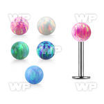lbop4s 316l steel labret with a 4mm synthetic opal ball