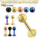 lbtfo4s anodized 316l steel labret with a 4mm frosted steel ball