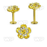 lbtfw2c gold 316l steel labret, 16g w crystal flower upper part