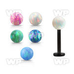 lbtop4s anodized 316l steel labret w a 4mm synthetic opal ball