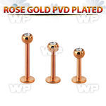 lbttc3 rose gold plated steel labret w 3mm jewel ball