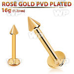 lbttcn25 rose gold steel labret with a 2.5mm cone