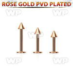 lbttcn3 rose gold pvd plated 316l steel labret, w a 3mm cone