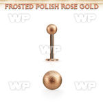 lbttfo4s rose gold plated steel labret w 4mm frosted steel ball