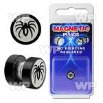 m2jm09 black steel magnetic fake plug spider logo size 8mm ear lobe piercing