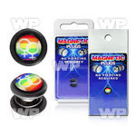 m2jmlz black magnetic fake plug double female sign on rainbow belly piercing