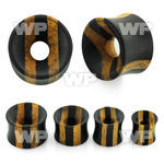 m2r5 black areng teak wood bi tone double flare plug ear lobe piercing
