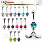 mcd517 steel belly banana w dangling up turned mustache design