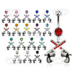 mcd750 steel belly banana w dangling crossed pistol w crystal