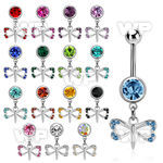 mcd761 steel belly banana w 8mm jewel ball w dangling dragonfly