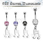 mcdvd20 steel belly banana w round cz stone silver melody sign