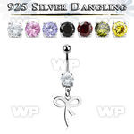 mcdvd27 steel cz belly banana silver dangling ribbon