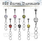 mcdvd31 steel belly banana w round cz stone silver coil shaped