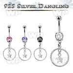 mcdvd33 steel belly banana w round cz silver star in a circle