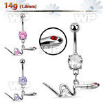 mcdz729 steel belly banana w dangling snake w crystal eyes
