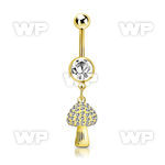 mdk764 gold steel belly banana w dangling crystal mushroom 