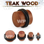 mora teak wood straight plug double o ring ear lobe piercing