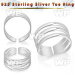 mrsy0 silver adjustable toe ring three bands