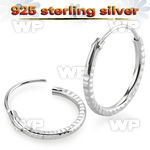 mx567 1 pair 925 silver ear lobe hoop diamond cut