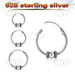 mx5fw 925 silver balinese design black oxidized hoop earrings