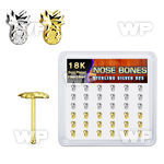 nbmpa36 display w silver nose bones w gold plain pineapple top