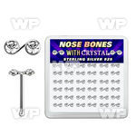 nbmsbxc box silver nose bones w music note shaped tops w crystal