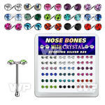 nbmsbxm box silver nose bones w music note tops w color crystal