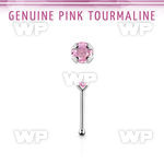 nbpge3 925 silver nose bone w a pink tourmaline stone