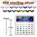 nf6h4jzy silver nose studs 22g crystals colors 36