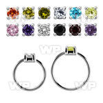 nhz25 silver nose ring w a 2.5mm cz in casting prong set