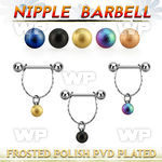 npdl28 steel nipple barbell w chain plated frosted steel ball