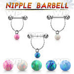 npdl33 steel nipple barbell w chain synthetic opal ball 