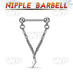 npdl43 316l steel nipple barbell w chain lightning symbol