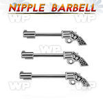 npsh23 steel nipple barbell w small pistol w black accents 