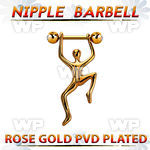 npttd12 rose gold steel nipple barbell w jewels hanging man 