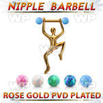 npttd13 rose gold nipple barbellw opal balls hanging man 