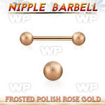 npttfo5 rose gold steel nipple barbell w 5mm frosted steel balls