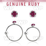 nrge5 925 silver nose hoop w 2mm prong set ruby stone