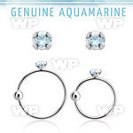 nrge8 925 silver nose hoop w 2mm prong set aquamarine stone