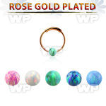 ns02rso rose gold silver endless nose hoop 3mm opal ball 10mm